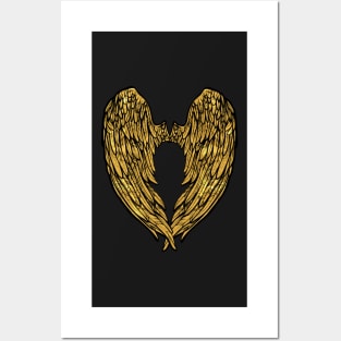 Angels Wings gold print T-Shirt, Phone Case and Others Posters and Art